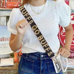 University of Colorado Boulder GO BUFFS Beaded Purse Straps, CU Boulder football